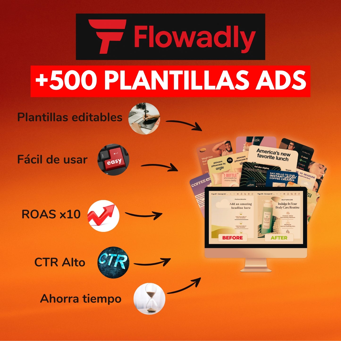 FLOWADLY – 500+ Plantillas Canva para Meta Ads